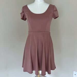 Vintage Mauve Pink Pleated Short Dress